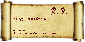 Ringl Valéria névjegykártya
