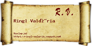 Ringl Valéria névjegykártya